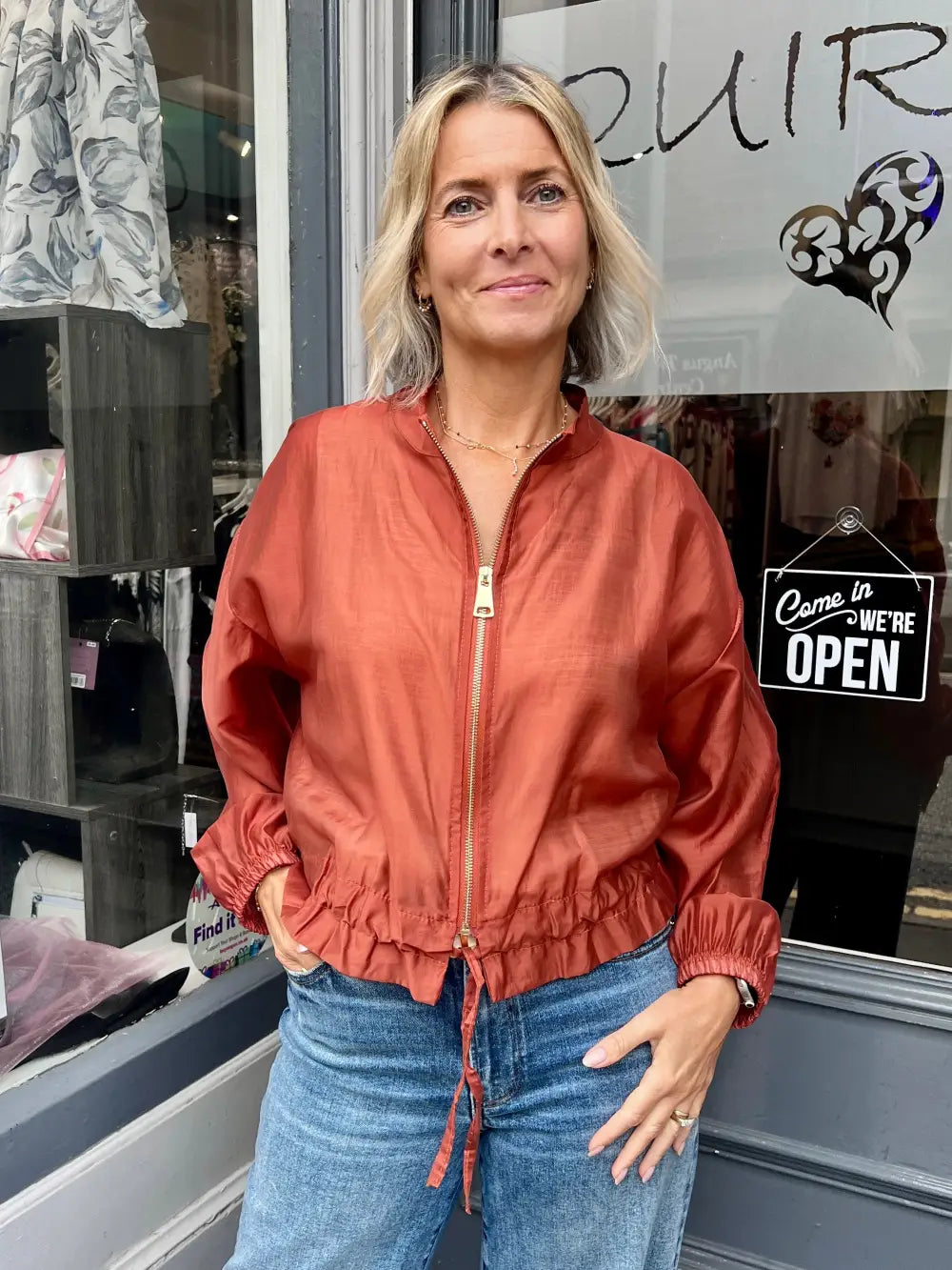 Plain Mesh Bomber Jacket RUST