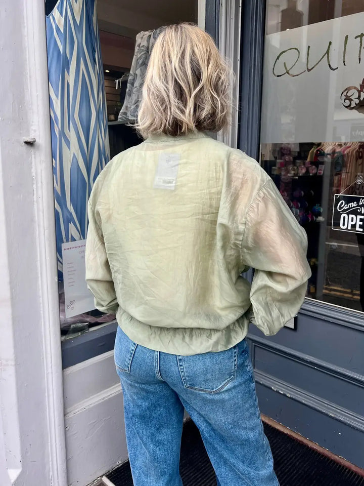 Plain Mesh Bomber Jacket SAGE