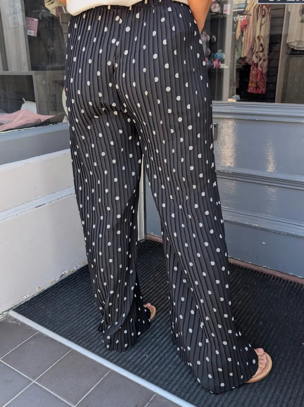 Polka Dot Pleated Trousers BLACK