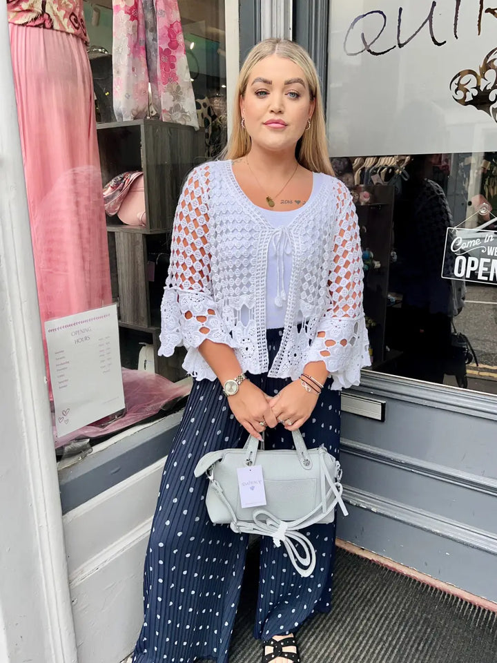 Polka Dot Pleated Trousers NAVY
