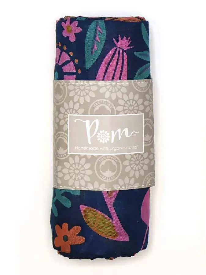 POM Abstract Meadow Bright Mix Scarf NAVY