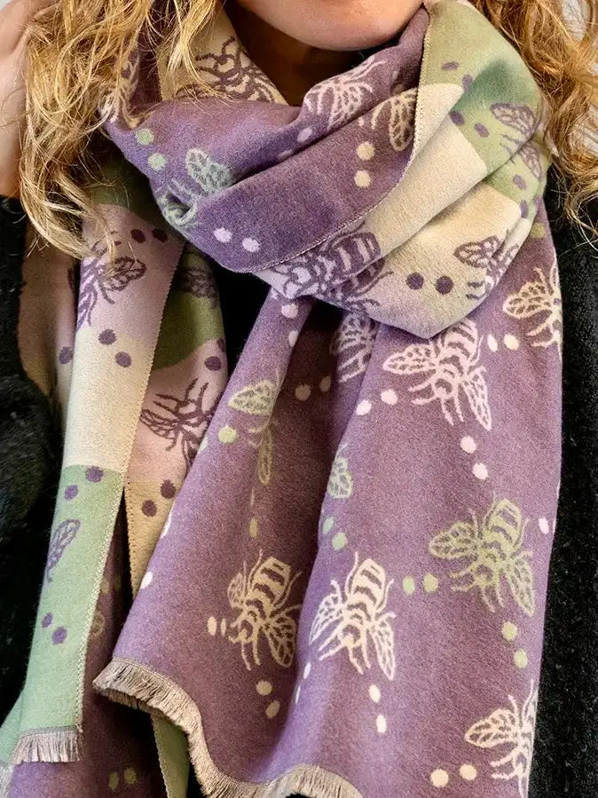 POM Bee and Dot Jacquard Scarf PURPLE - Scarf