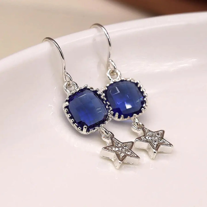 POM Blue Crystal Drop Earrings