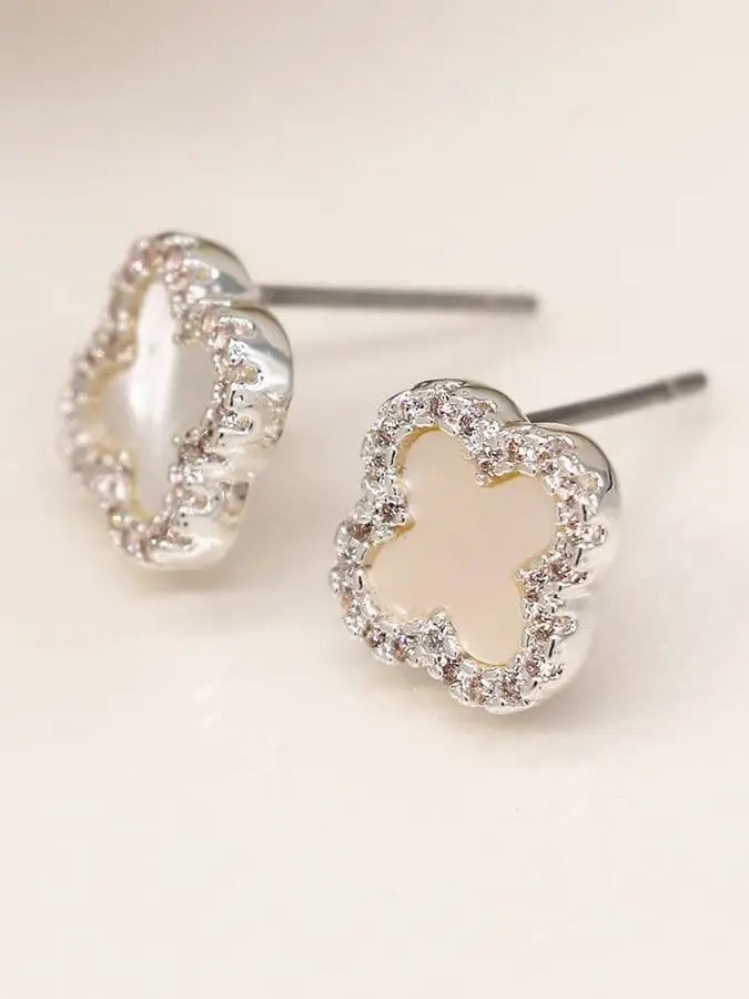 POM Crystal Edged Quatrefoil Earrings