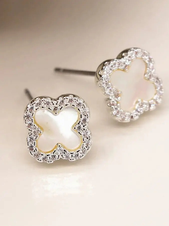 POM Crystal Edged Quatrefoil Earrings