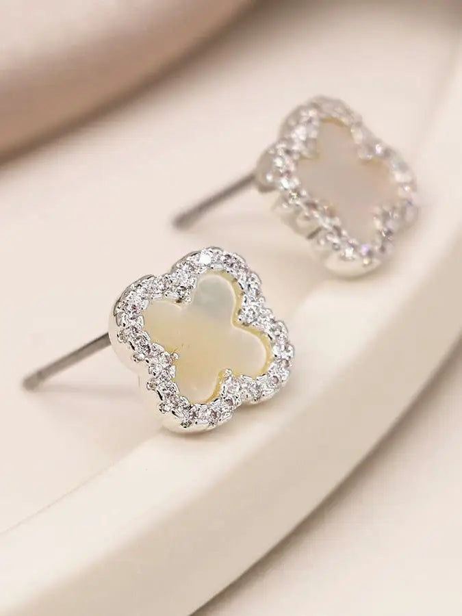 POM Crystal Edged Quatrefoil Earrings