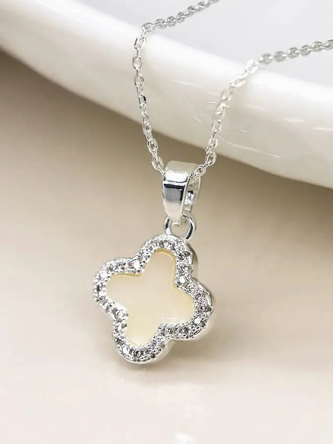 POM Crystal Edged Quatrefoil Necklace