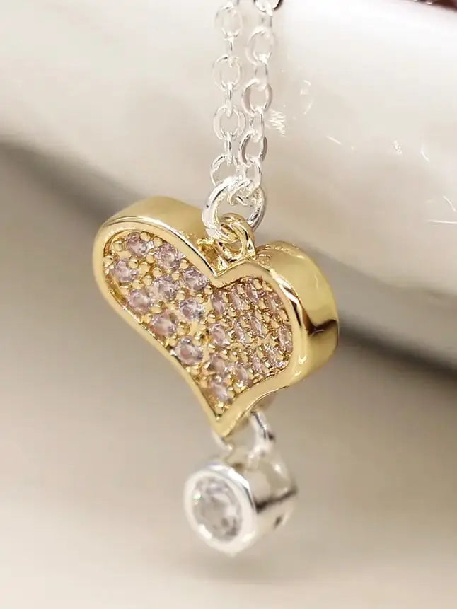 POM Crystal Heart & Drop Necklace - Jewellery