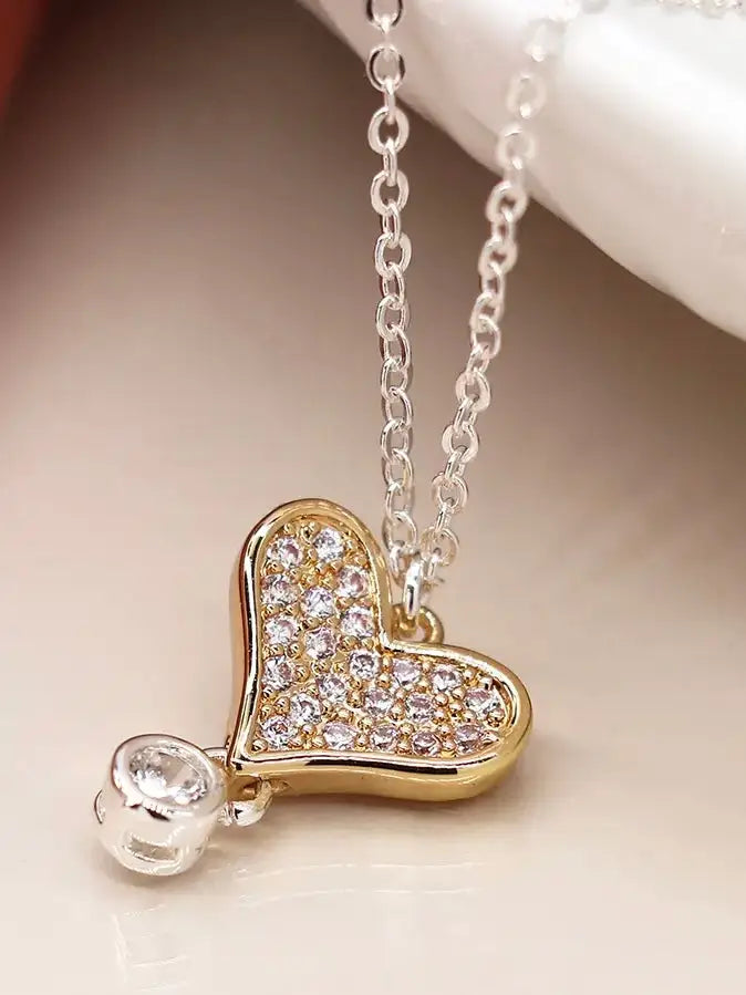 POM Crystal Heart & Drop Necklace - Jewellery