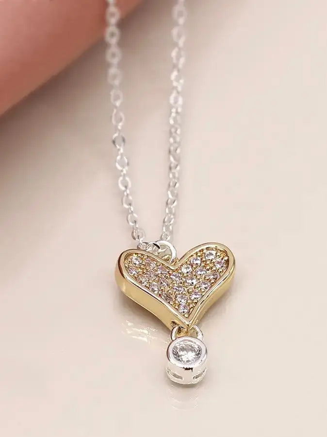 POM Crystal Heart & Drop Necklace - Jewellery