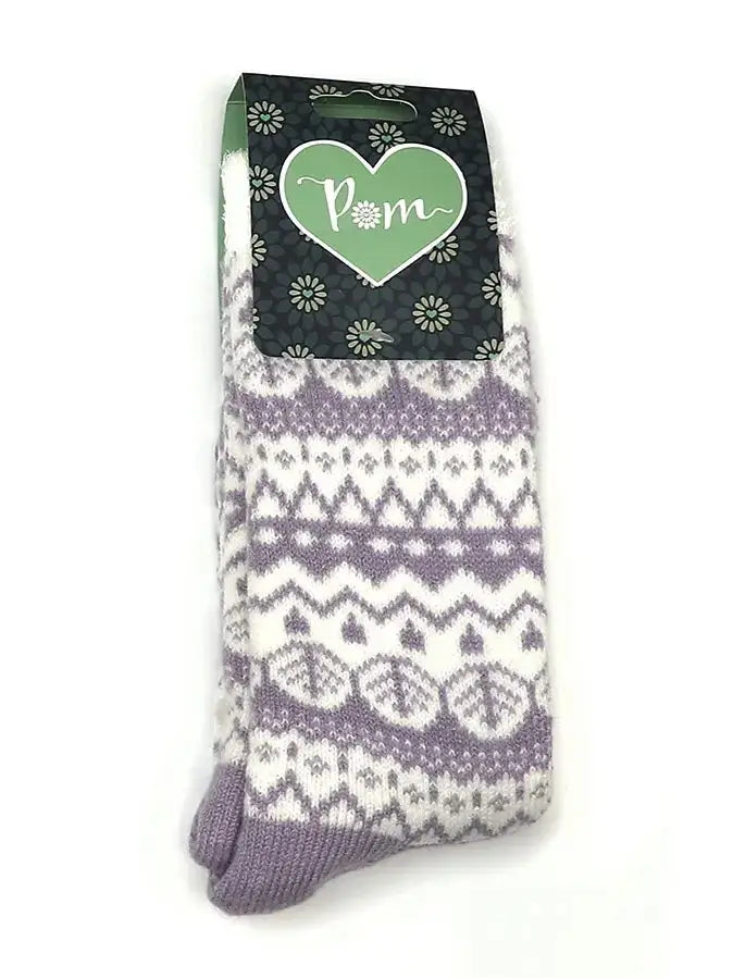 POM Fair Isle Slipper Socks LILAC - Socks