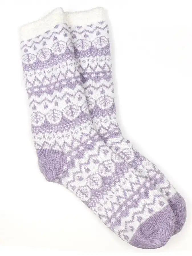 POM Fair Isle Slipper Socks LILAC - Socks