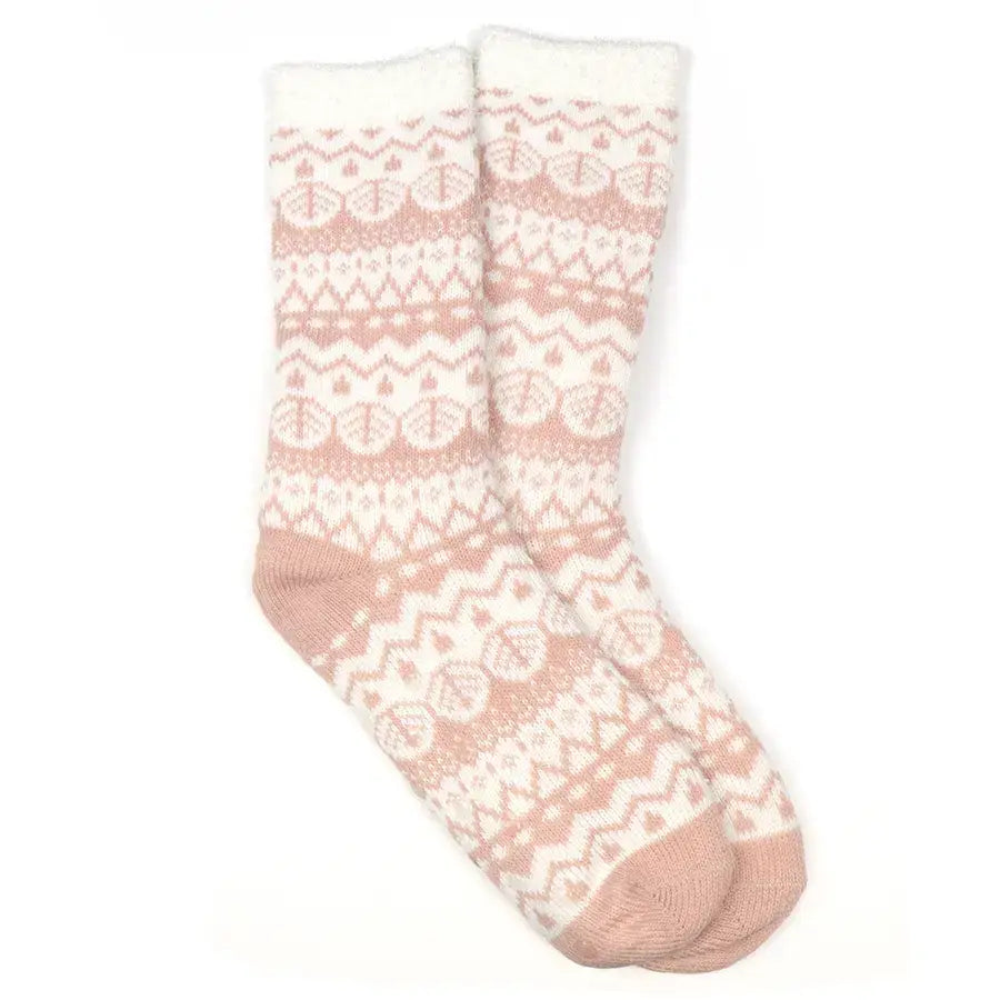 POM Fair Isle Slipper Socks PINK - Socks