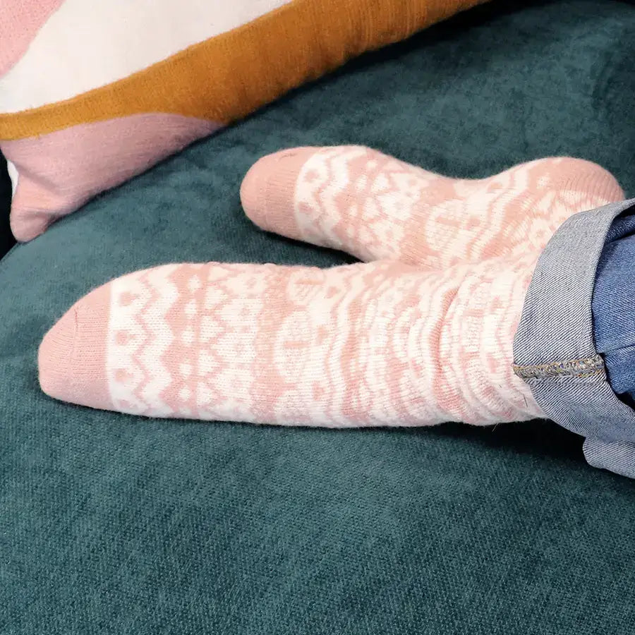 POM Fair Isle Slipper Socks PINK - Socks