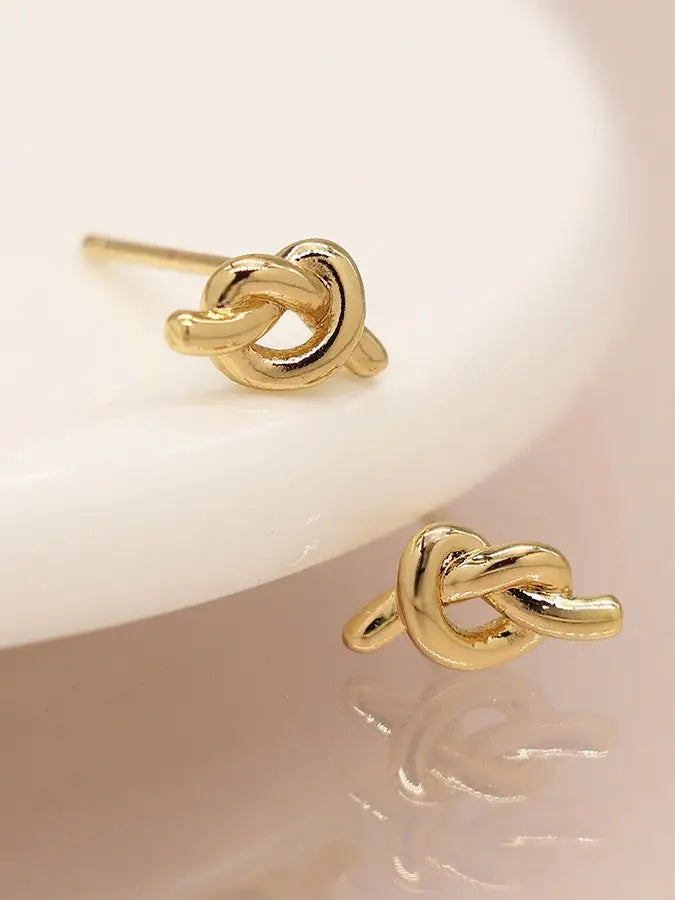 POM Gold Dainty Knot Earrings
