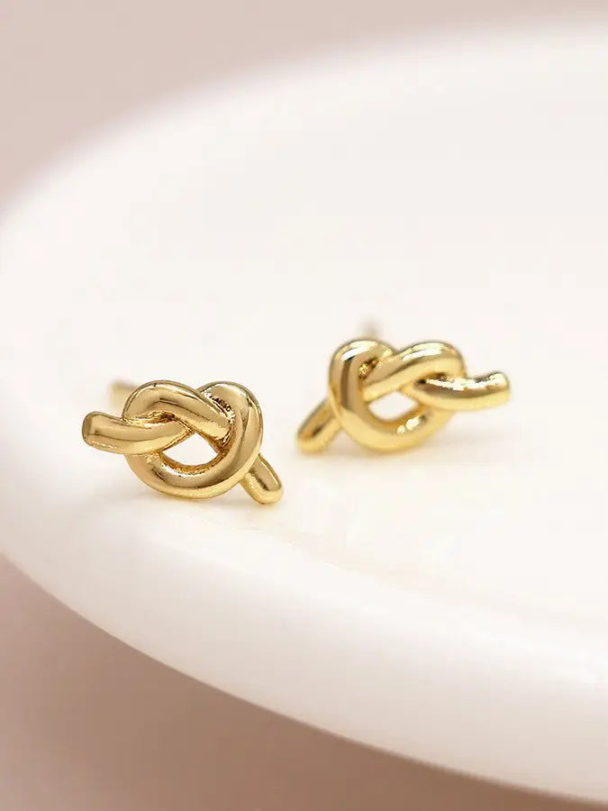 POM Gold Dainty Knot Earrings