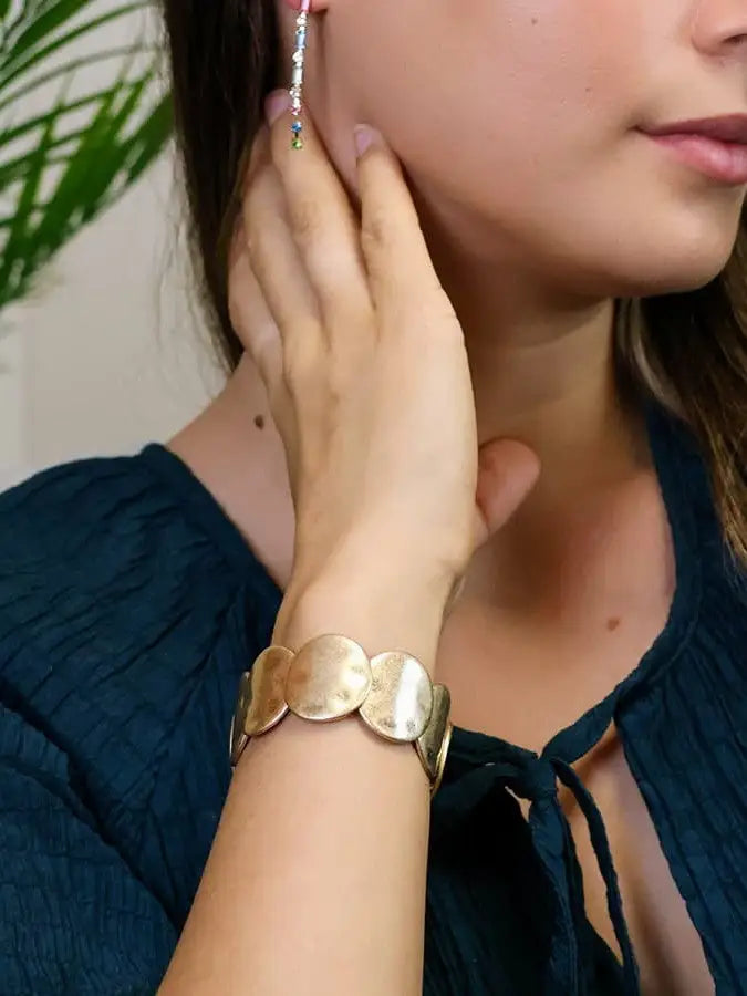 POM Golden Worn Disc Stretch Bracelet