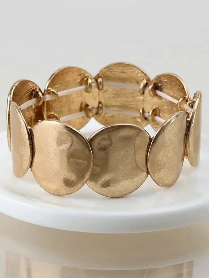 POM Golden Worn Disc Stretch Bracelet