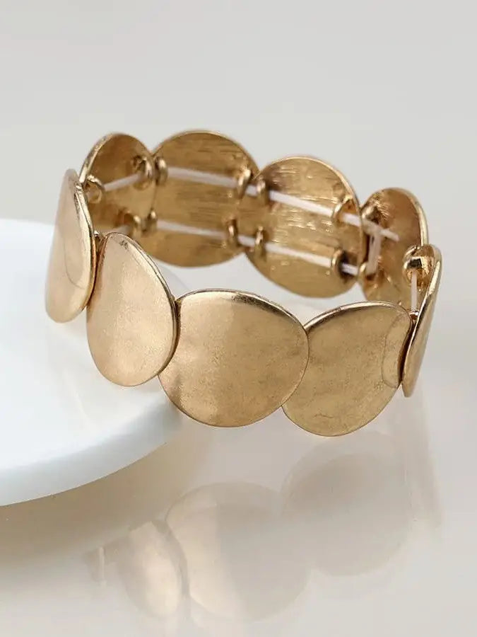 POM Golden Worn Disc Stretch Bracelet