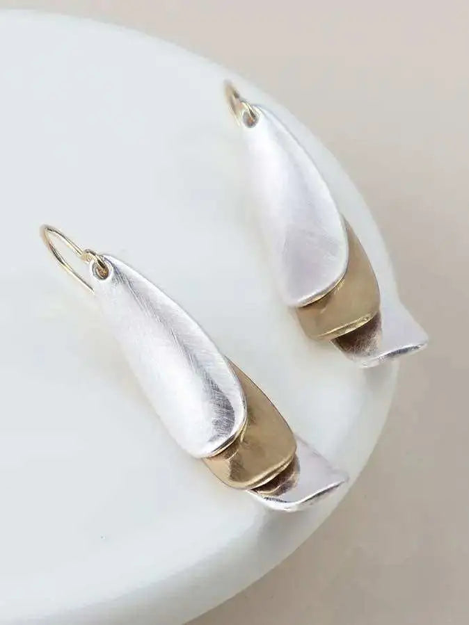 POM Mixed Finish Triple Layer Earrings