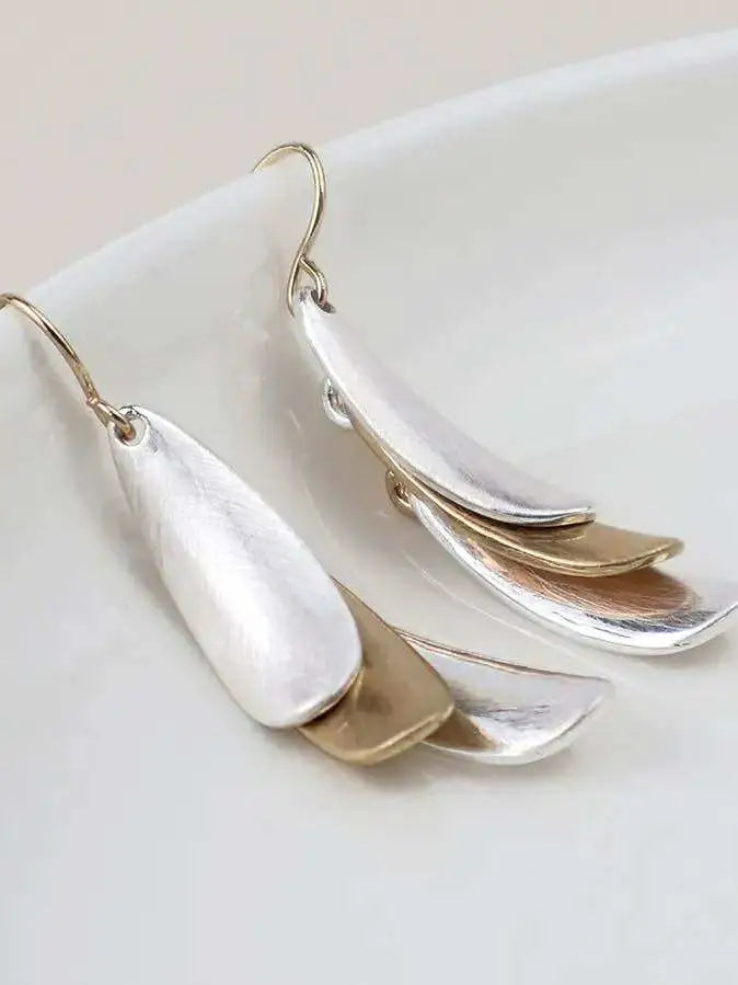 POM Mixed Finish Triple Layer Earrings