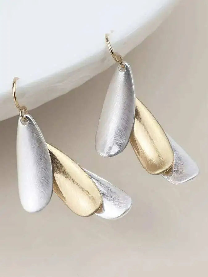 POM Mixed Finish Triple Layer Earrings