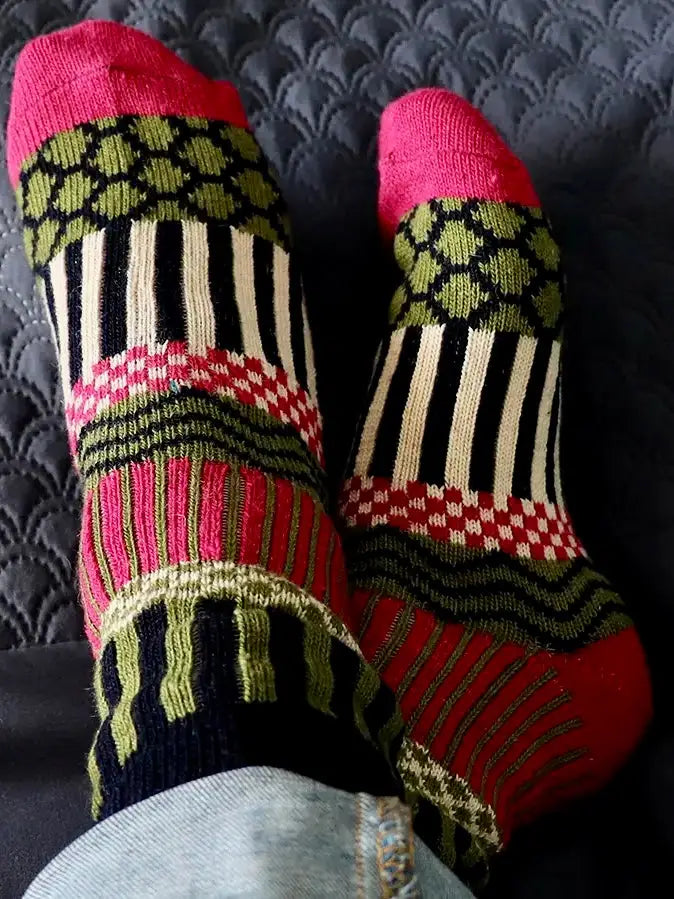 POM Raspberry And Olive Mix Socks - Socks