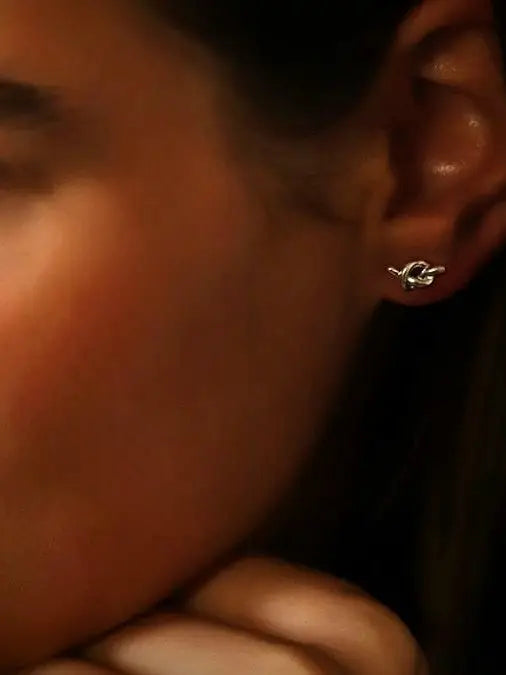 POM Silver Plated Dainty Knot Earrings