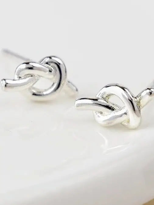 POM Silver Plated Dainty Knot Earrings
