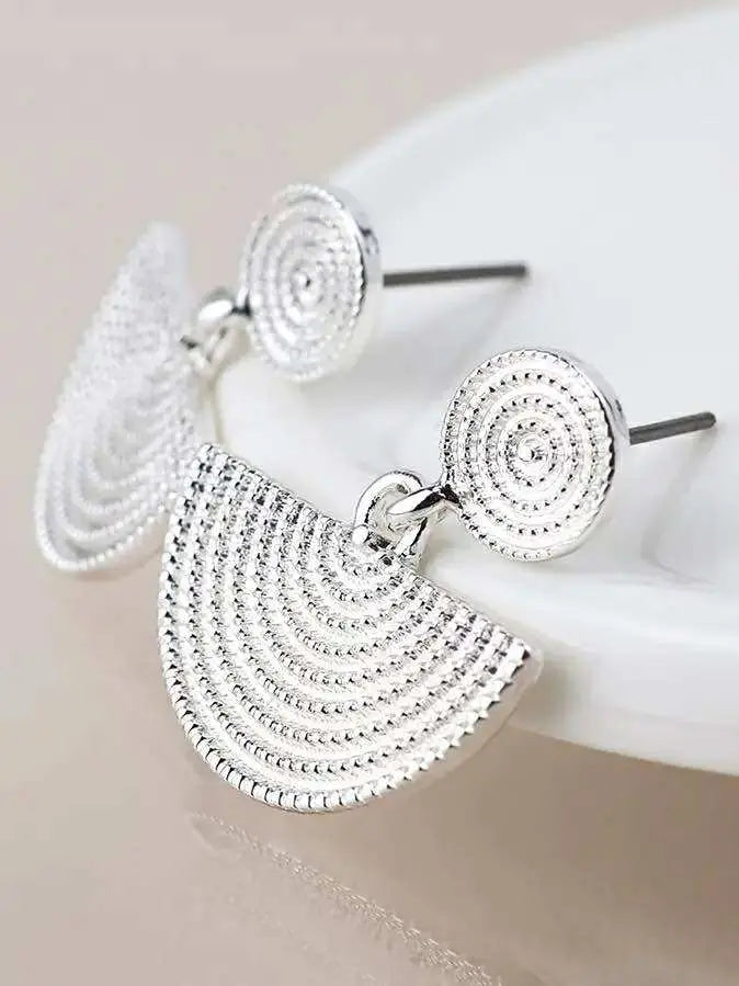 POM Silver Plated Disc and Half Moon Earrings