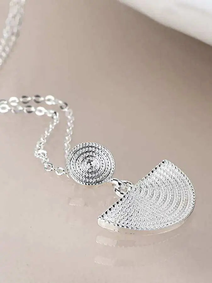 POM Silver Plated Disc and Half Moon Necklace
