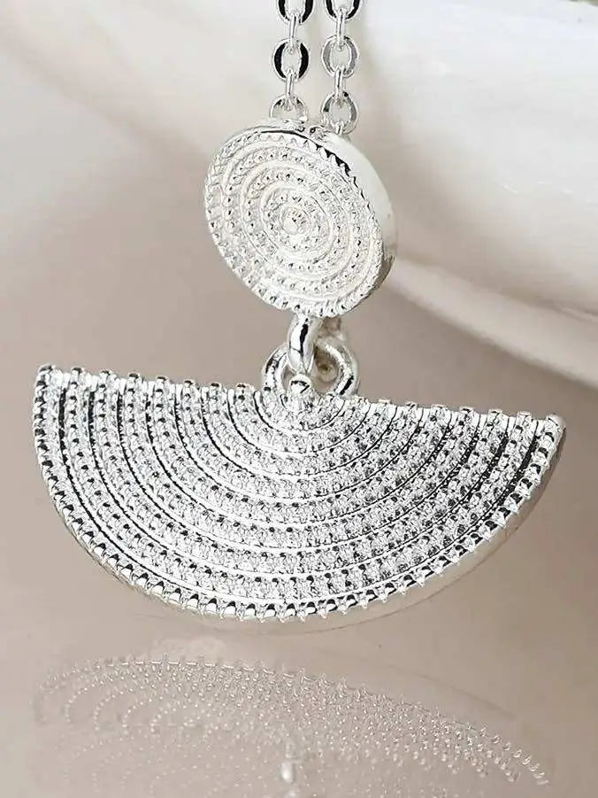 POM Silver Plated Disc and Half Moon Necklace
