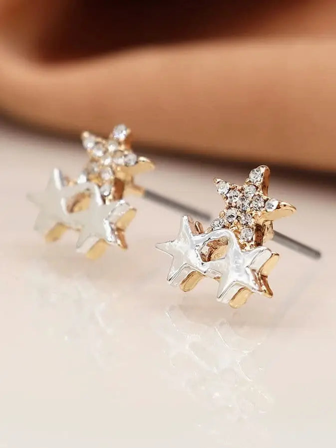 POM Triple Star Stud Earrings