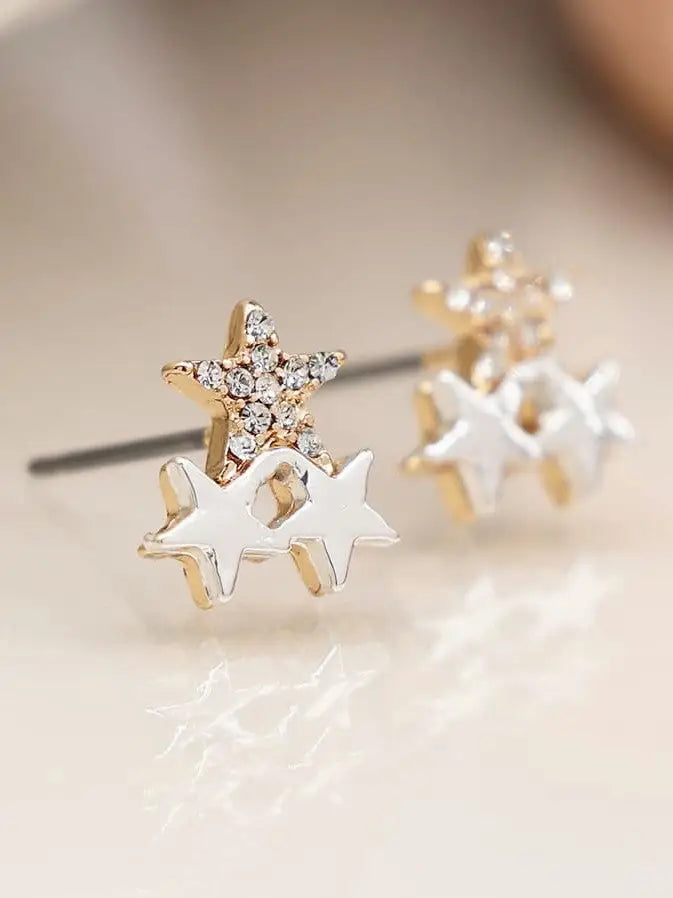 POM Triple Star Stud Earrings