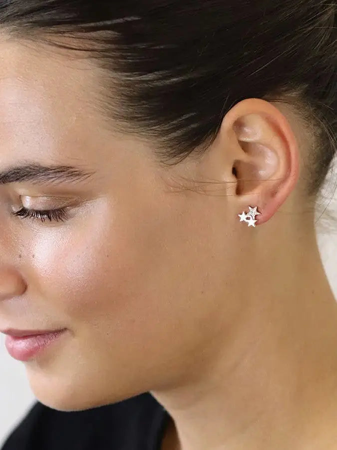 POM Triple Star Stud Earrings