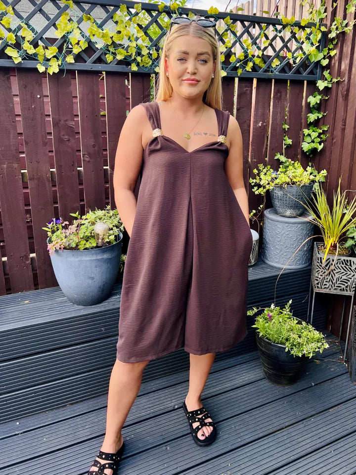 Poppy Short Jumpsuit CHOCOLATE
