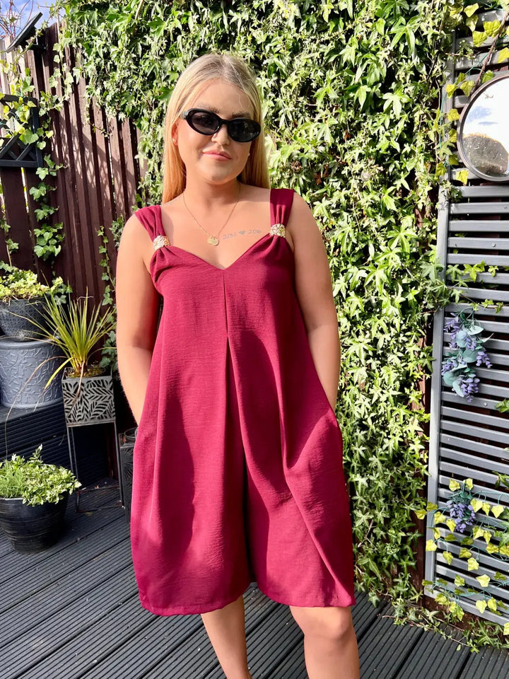 Poppy Short Jumpsuit WINE