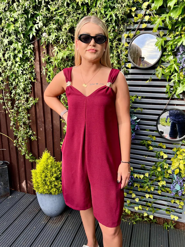 Poppy Short Jumpsuit WINE