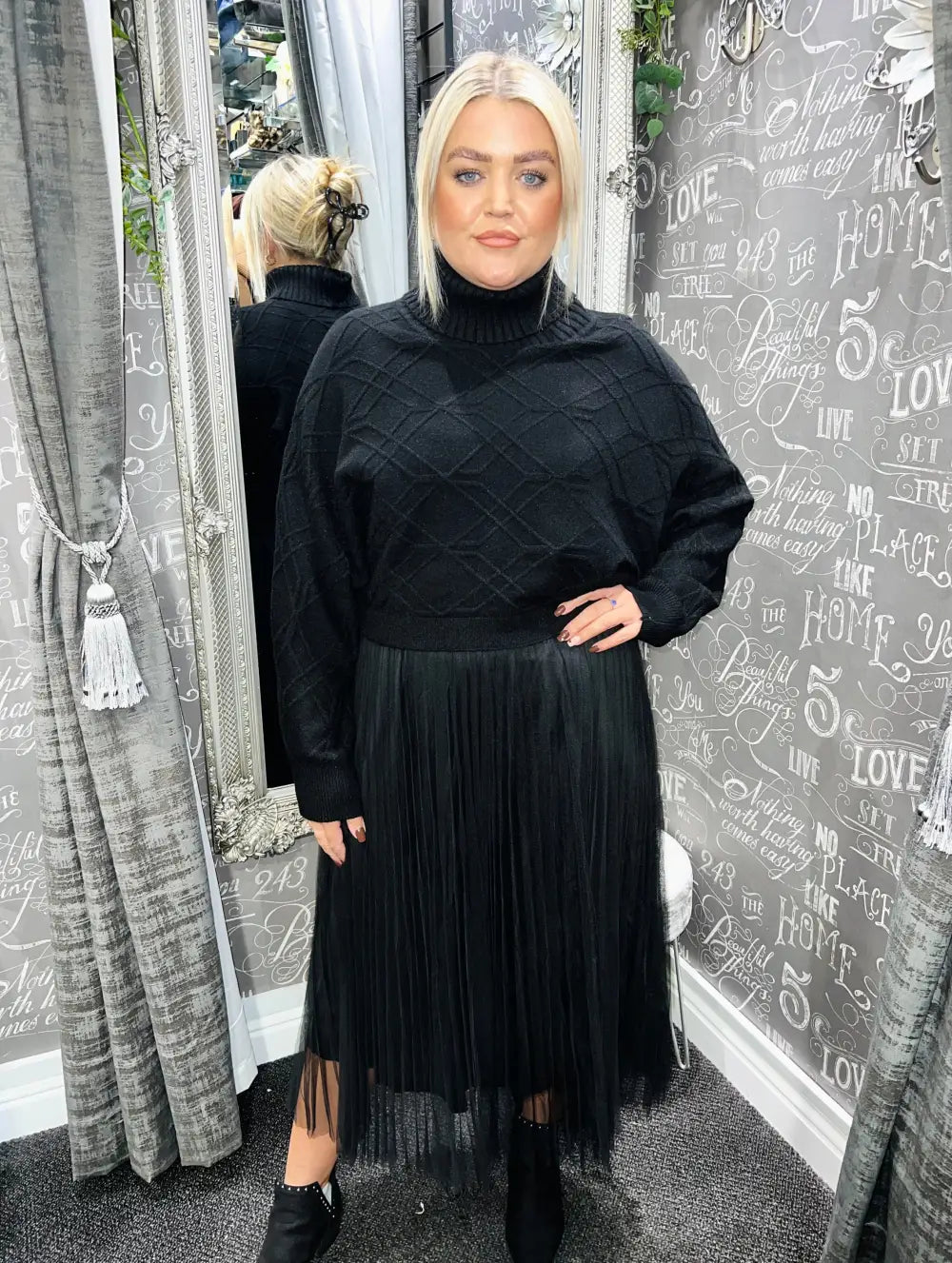 Priya Two Piece Pleated Tulle Dress BLACK - Dress