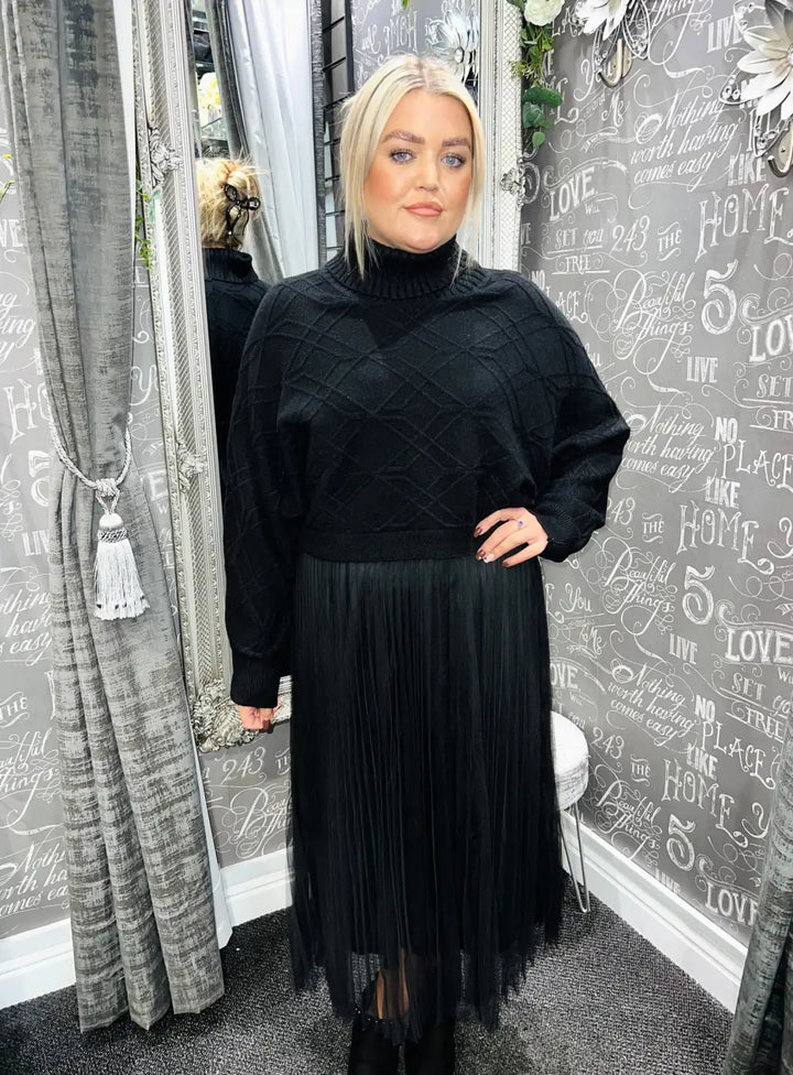 Priya Two Piece Pleated Tulle Dress BLACK - Dress