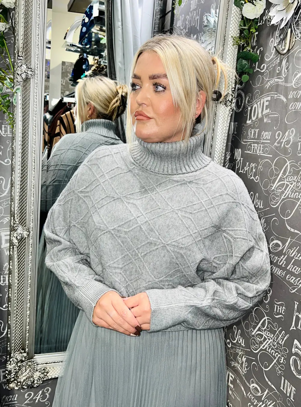 Priya Two Piece Pleated Tulle Dress GREY - Dress