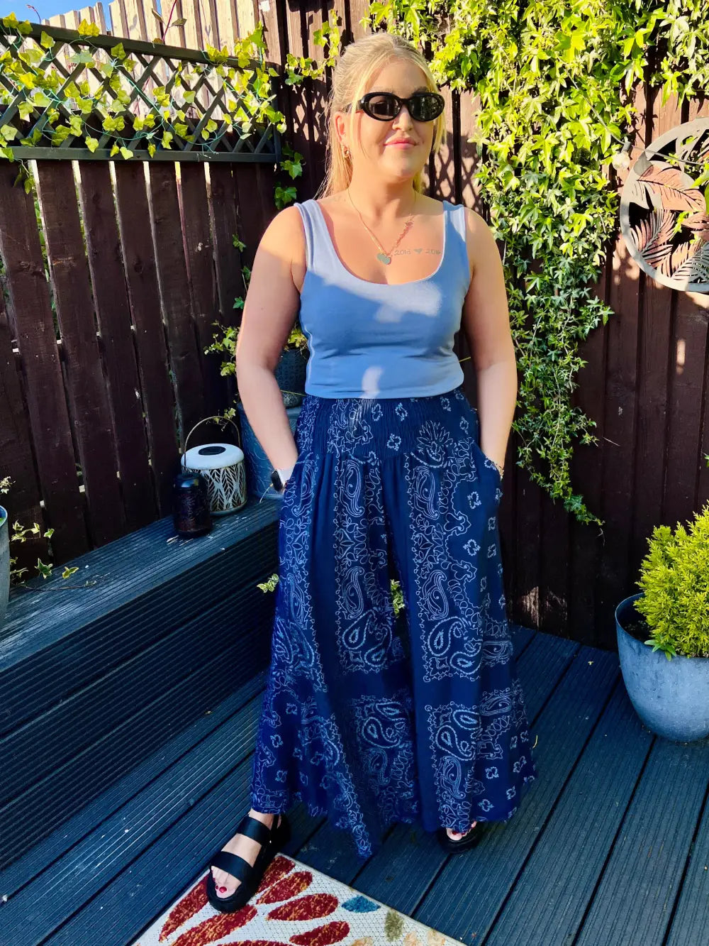 Rhea Bandana Wide Leg Trousers NAVY