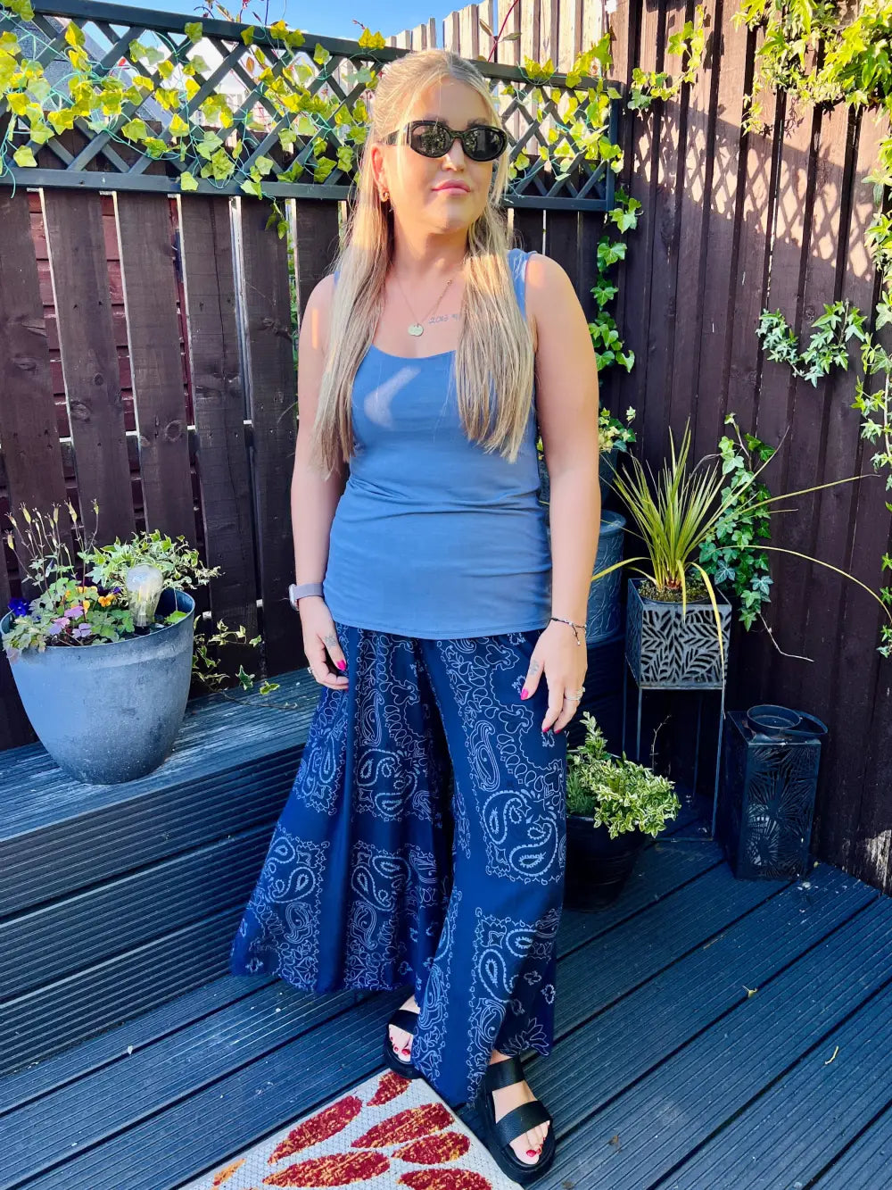 Rhea Bandana Wide Leg Trousers NAVY