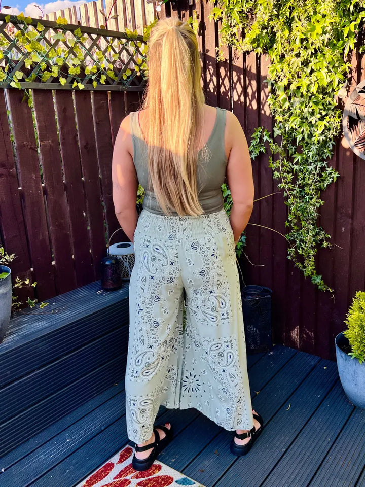 Rhea Bandana Wide Leg Trousers SAGE