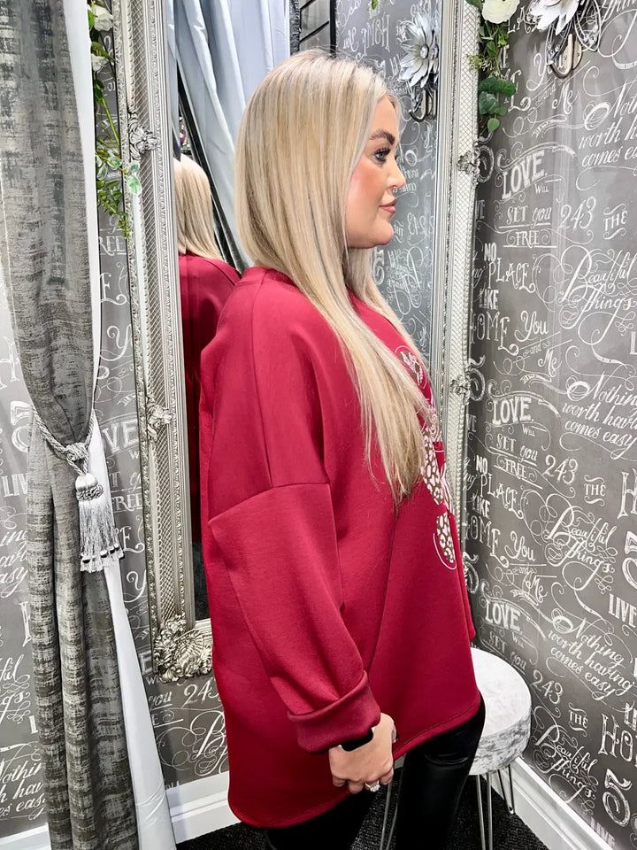 Rhianna Foil Heart Top WINE