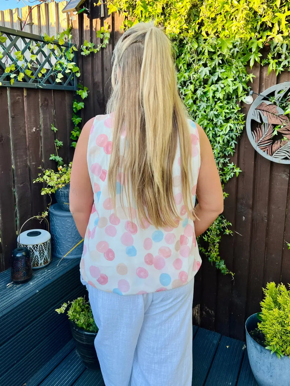 River Polka Dot Water Colour Vest Top PINK
