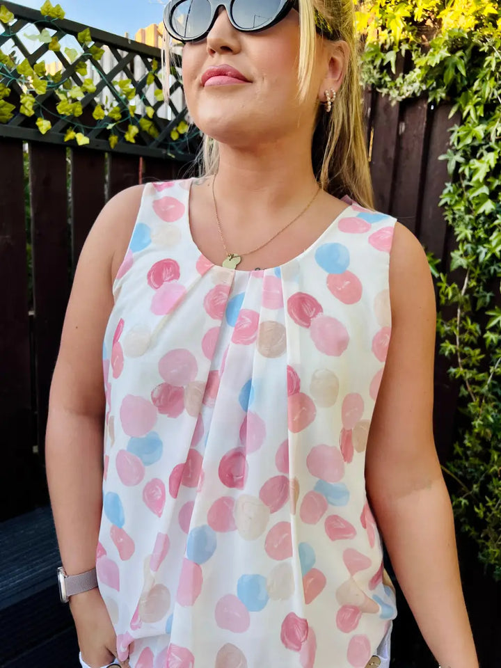 River Polka Dot Water Colour Vest Top PINK