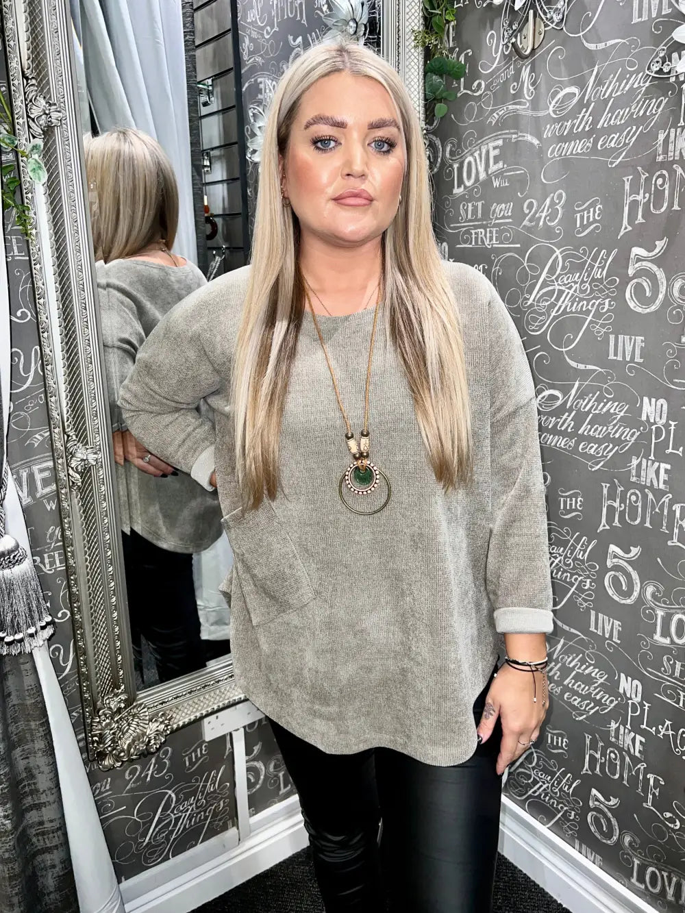 Rosie Chenille Necklace Top MOCHA