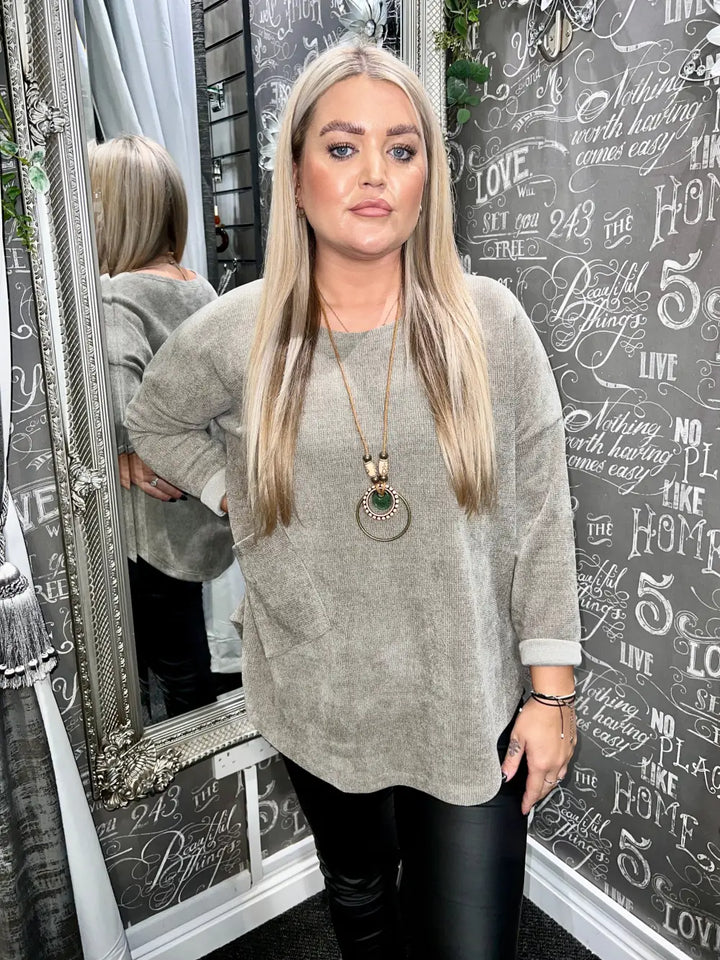 Rosie Chenille Necklace Top MOCHA