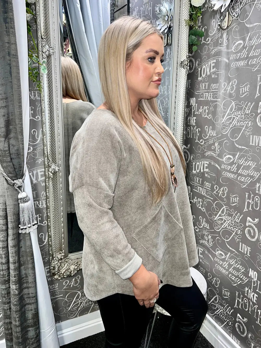 Rosie Chenille Necklace Top MOCHA